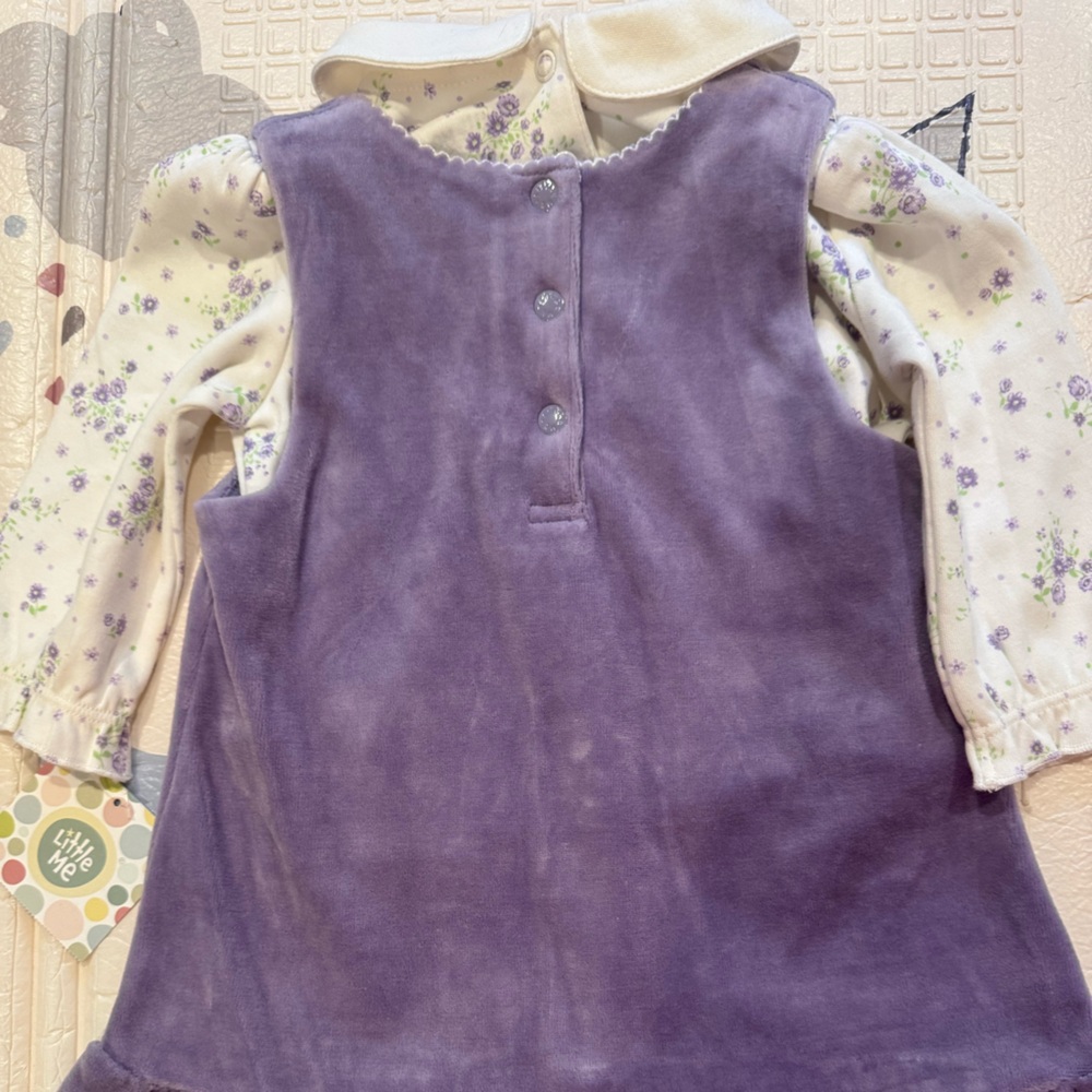 90s Little Me Lavender Peter Pan Collar Embroidered  Jumper Floral Blouse NWT - Picture 9 of 13